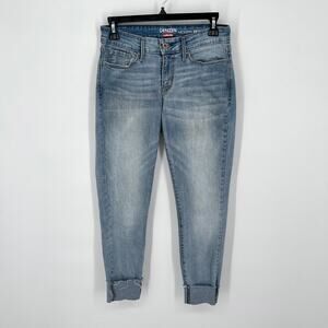 Levi's Denizen Skinny Jeans Womens Sz 27 Light Wash Raw Hem Cuffed Stretch